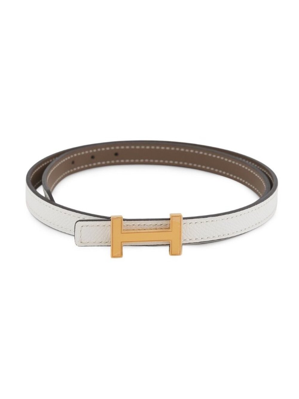 Hermes Belt Mini Constance H Reversible 65 White Etoupe Gold Swift Epsom